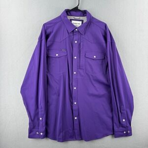 Poncho Shirt Mens XL Pearl Snap Western Long Sleeve Stretch Outdoor Fish Texas